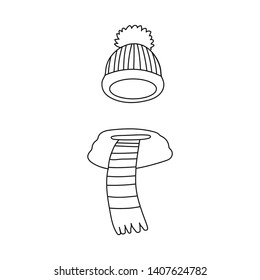 Isolated object of beanie  and scarf logo. Collection of beanie  and cap  stock symbol for web.