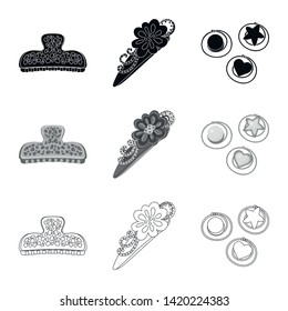 Isolated object of beauty and fashion icon. Collection of beauty and female stock vector illustration.