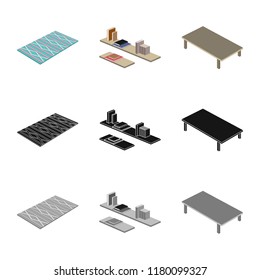 Isolated object of bedroom and room icon. Set of bedroom and furniture stock vector illustration.