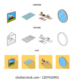 Isolated object of bedroom and room icon. Set of bedroom and furniture stock symbol for web.