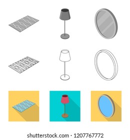 Isolated object of bedroom and room icon. Collection of bedroom and furniture stock vector illustration.