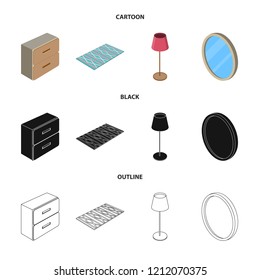 Isolated object of bedroom and room icon. Set of bedroom and furniture vector icon for stock.