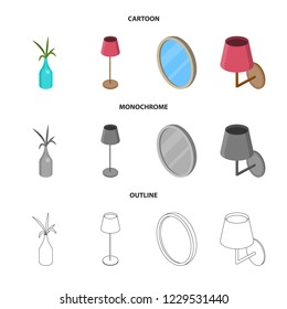 Isolated object of bedroom and room icon. Set of bedroom and furniture vector icon for stock.