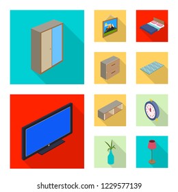 Isolated object of bedroom and room icon. Collection of bedroom and furniture vector icon for stock.