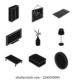Isolated object of bedroom and room icon. Set of bedroom and furniture stock symbol for web.
