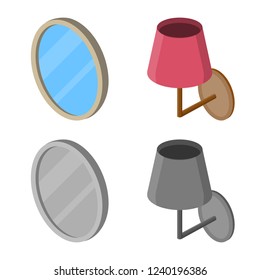Isolated object of bedroom and room icon. Set of bedroom and furniture vector icon for stock.