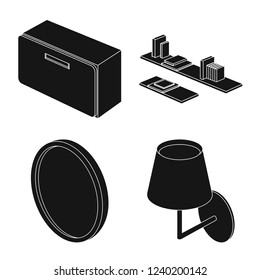 Isolated object of bedroom and room icon. Set of bedroom and furniture stock vector illustration.