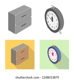 Isolated object of bedroom and room icon. Set of bedroom and furniture stock symbol for web.