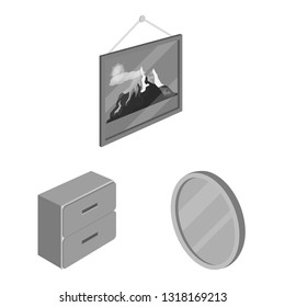 Isolated object of bedroom and room icon. Set of bedroom and furniture stock vector illustration.