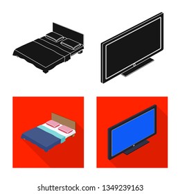 Isolated object of bedroom and room icon. Set of bedroom and furniture stock symbol for web.