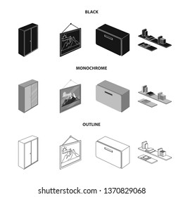 Isolated object of bedroom and room icon. Set of bedroom and furniture stock symbol for web.