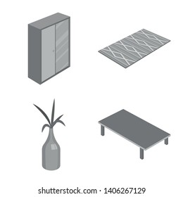 Isolated object of bedroom and room icon. Collection of bedroom and furniture stock vector illustration.