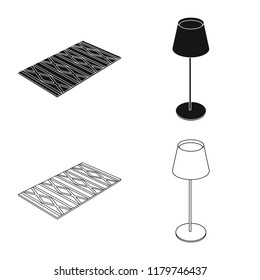Isolated object of bedroom and room logo. Set of bedroom and furniture stock symbol for web.