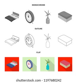 Isolated object of bedroom and room logo. Collection of bedroom and furniture vector icon for stock.