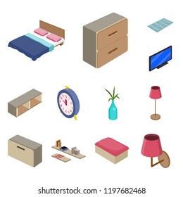 Isolated object of bedroom and room logo. Collection of bedroom and furniture stock vector illustration.