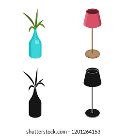 Isolated object of bedroom and room logo. Set of bedroom and furniture stock vector illustration.