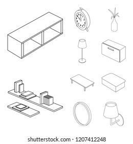 Isolated object of bedroom and room logo. Set of bedroom and furniture stock symbol for web.