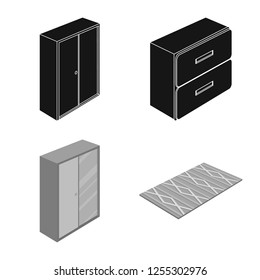 Isolated object of bedroom and room logo. Set of bedroom and furniture vector icon for stock.