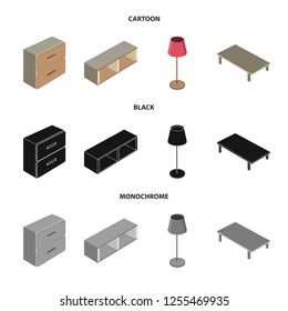 Isolated object of bedroom and room logo. Collection of bedroom and furniture vector icon for stock.