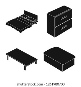 Isolated object of bedroom and room logo. Set of bedroom and furniture stock vector illustration.