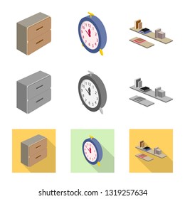 Isolated object of bedroom and room logo. Collection of bedroom and furniture stock vector illustration.