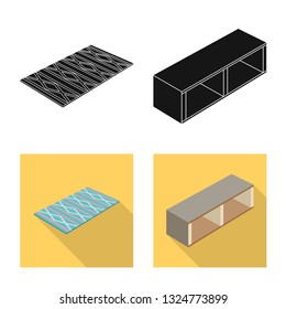 Isolated object of bedroom and room logo. Collection of bedroom and furniture stock symbol for web.