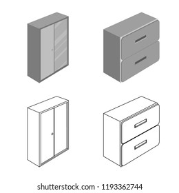 Isolated object of bedroom and room sign. Set of bedroom and furniture stock symbol for web.