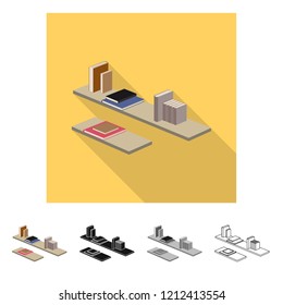Isolated object of bedroom and room sign. Set of bedroom and furniture stock vector illustration.