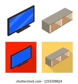 Isolated object of bedroom and room sign. Set of bedroom and furniture stock symbol for web.