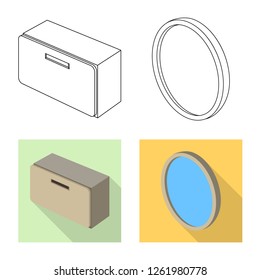 Isolated object of bedroom and room sign. Collection of bedroom and furniture vector icon for stock.