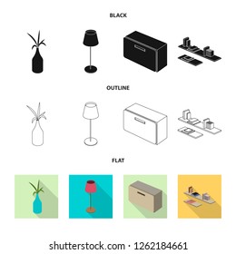 Isolated object of bedroom and room sign. Set of bedroom and furniture stock symbol for web.