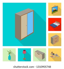 Isolated object of bedroom and room sign. Collection of bedroom and furniture stock symbol for web.