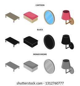 Isolated object of bedroom and room sign. Set of bedroom and furniture stock vector illustration.