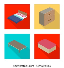 Isolated object of bedroom and room sign. Collection of bedroom and furniture stock symbol for web.