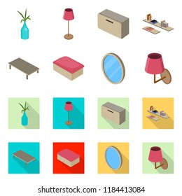 Isolated object of bedroom and room symbol. Set of bedroom and furniture stock vector illustration.