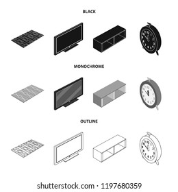 Isolated object of bedroom and room symbol. Collection of bedroom and furniture stock vector illustration.