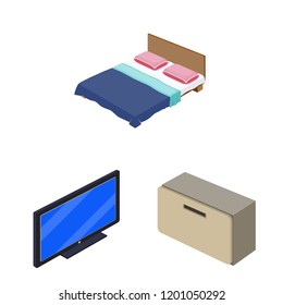 Isolated object of bedroom and room symbol. Collection of bedroom and furniture stock vector illustration.