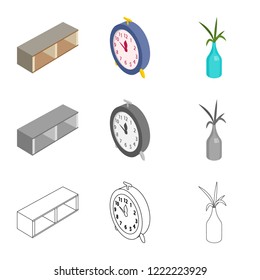 Isolated object of bedroom and room symbol. Collection of bedroom and furniture vector icon for stock.
