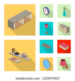 Isolated object of bedroom and room symbol. Set of bedroom and furniture vector icon for stock.
