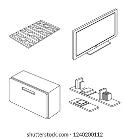 Isolated object of bedroom and room symbol. Set of bedroom and furniture vector icon for stock.