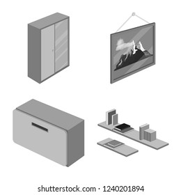 Isolated object of bedroom and room symbol. Set of bedroom and furniture stock symbol for web.