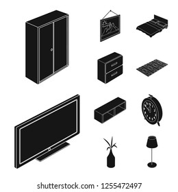 Isolated object of bedroom and room symbol. Set of bedroom and furniture vector icon for stock.