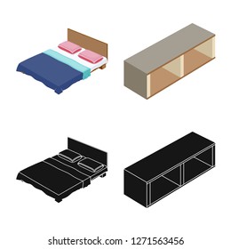 Isolated object of bedroom and room symbol. Collection of bedroom and furniture vector icon for stock.