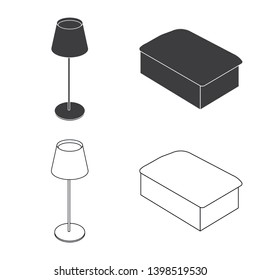 Isolated object of bedroom and room symbol. Set of bedroom and furniture stock symbol for web.