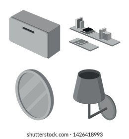 Isolated object of bedroom and room symbol. Collection of bedroom and furniture vector icon for stock.