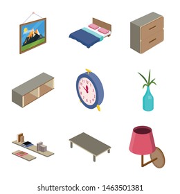 Isolated object of bedroom and room symbol. Set of bedroom and furniture stock symbol for web.
