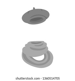 Isolated object of beret and red icon. Set of beret and pink vector icon for stock.