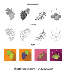 Isolated object of berry and fruit icon. Collection of berry and redberry  stock vector illustration.