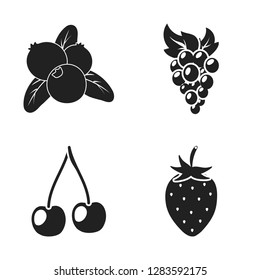 Isolated object of berry and fruit logo. Set of berry and redberry  stock vector illustration.