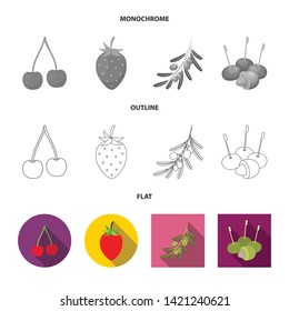 Isolated object of berry and fruit sign. Collection of berry and redberry  stock vector illustration.